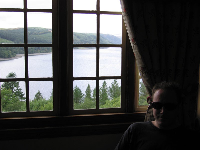 in our hotel room at Lake Vyrnwy, Wales
