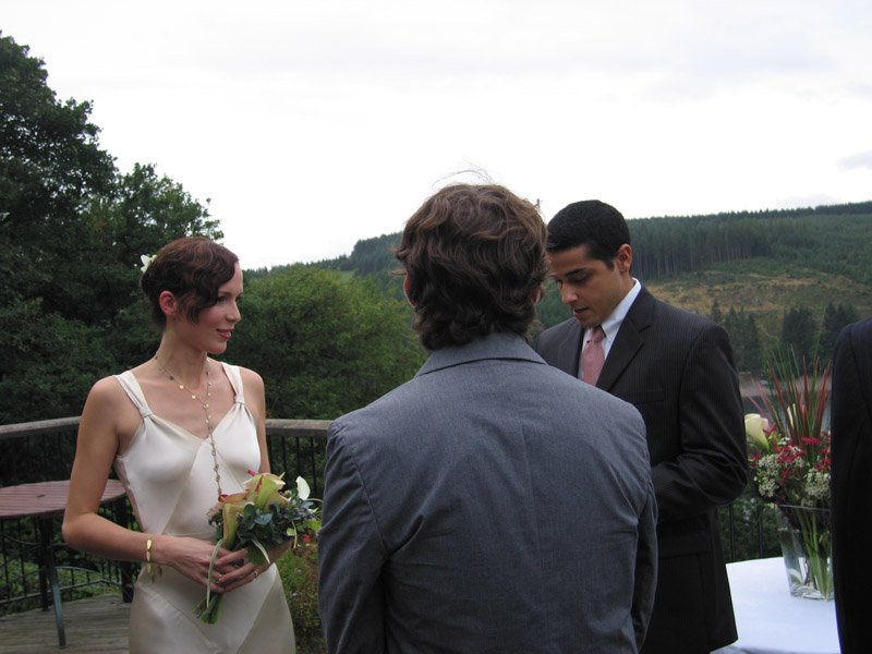 Hannah & Keith, with Mike conducting the ceremony
