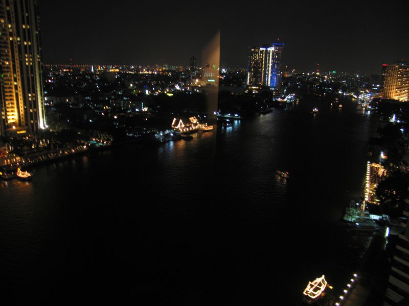 another view, at night, from suite at Shangri La

