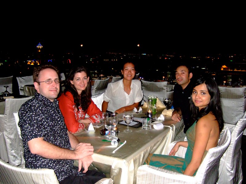Chuck & I hanging out with Azfar, Kasia & Sooji in the open air rooftop bar on the 61st floor of the Banyan Tree hotel.  the views were stunning
