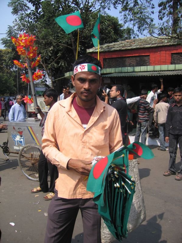 guy selling Bangladesh flags
