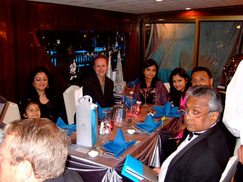 enjoying Shangri La's New Year's Eve dinner cruise with Mishtikhala, Khalu and family
