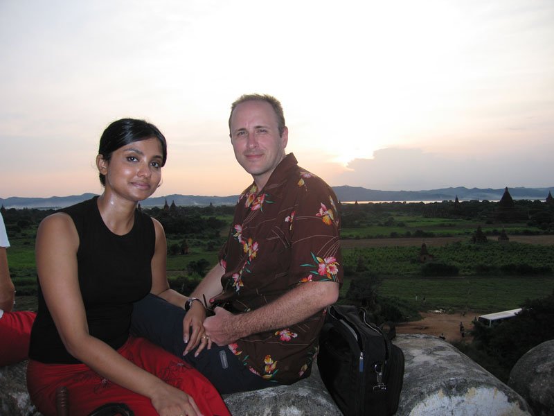 watching the sun set over Bagan from the top of one of the big temples
