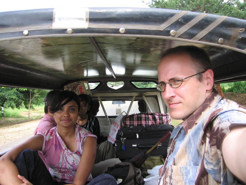 in the back of the pick-up truck which came to take us to our bus - we should have seen that as an omen
