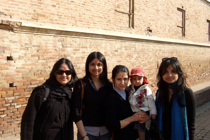 the red dot people (we all smeared the red powder at the temple entrance on our foreheads) 

