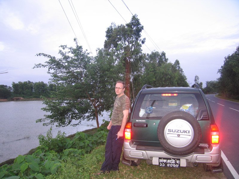 Chuck waiting by the side of our car while i''m taking photos
