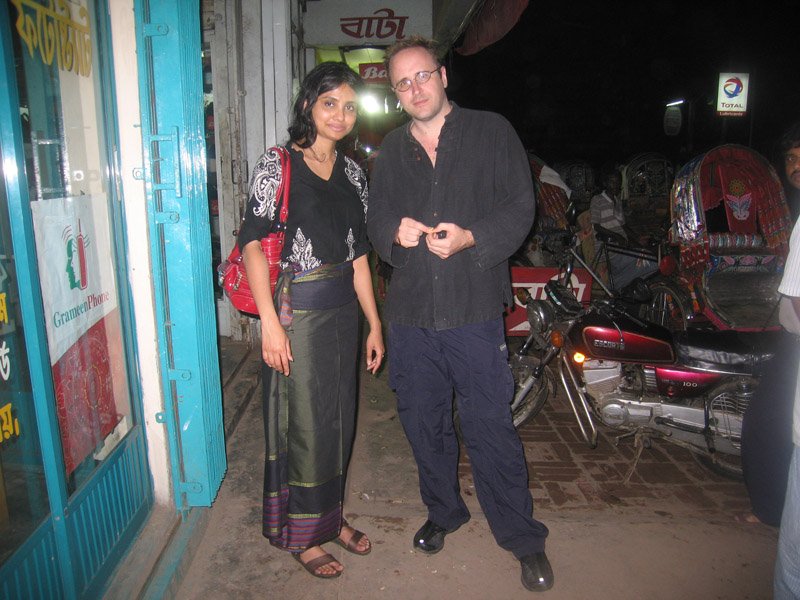 Chuck & I were caught in a storm earlier and completely drenched. i had to buy this Burmese lungi from the market because i had no dry clothes on me
