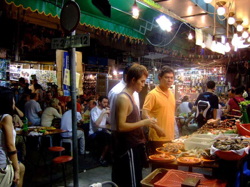 street food at the Temple Street night market in Kowloon
