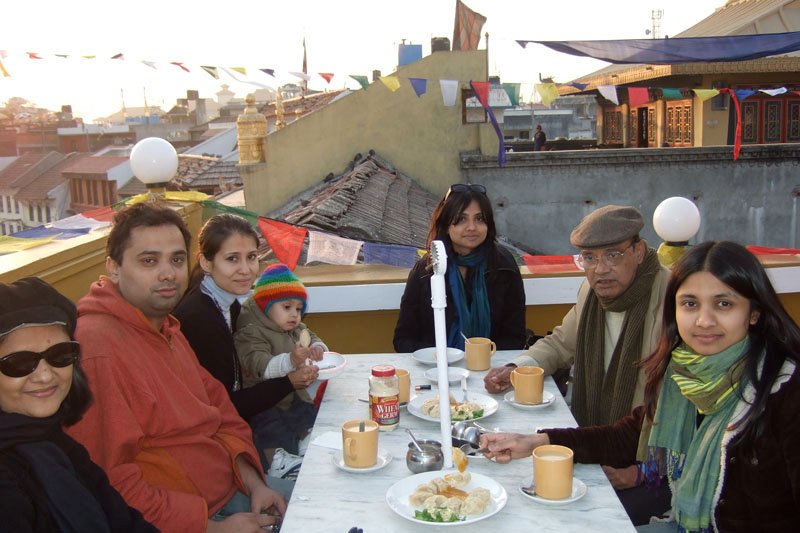 at a rooftop cafe overlooking the stupa where we got nepali tea and momos (i got so addicted to nepali tea, i crave it all the time now)
