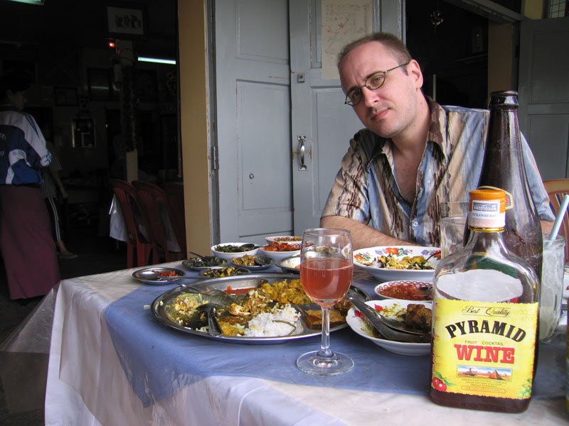 lunch at a small charming Nepalese restaurant in Kalaw. we ordered a bottle of local "wine"
