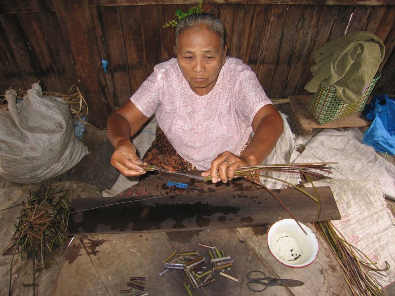 lotus fabric, unique to burma. this woman is pulling fragile fibers from lotus stems; the fibers will be spun to form stronger thread. stems have to be used within 3 days of plucking, and over 100,000 stems are needed to make a monk's robe.
and the lotus is not cultivated, they grow wild. the process of making just the thread involves an incredible amount of work, let alone weaving lotus thread which requires special looms. the monks get to wear lotus fabric - so much devotion & hard work goes into their simple garb
