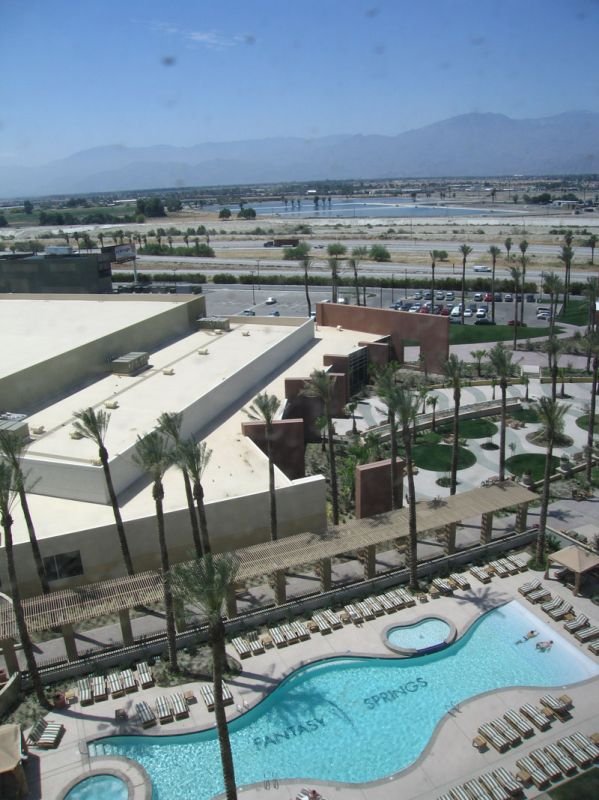 looking down at the pool from our hotel room
