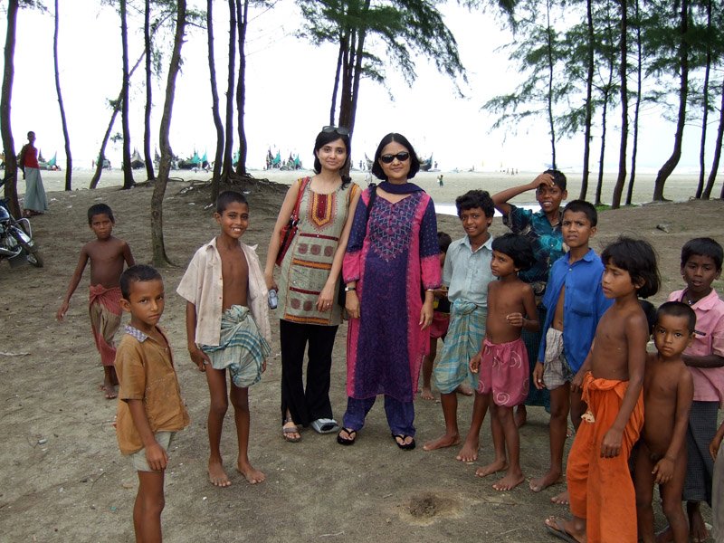 hanging out with the village kids
