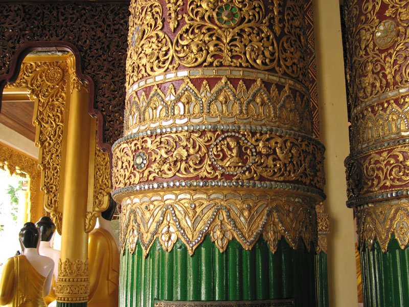 close up of a temple pillar. you can see how much detail goes into each part of each temple
