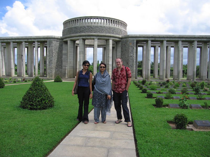 Chuck and I with Lubna Aunty (Khalu's wife) at the Commonwealth cemetary for the soldiers who died in World War II (very similar to the Mainamati commonwealth war cemetary in Bangladesh - i have pics of that in the Comilla section)
