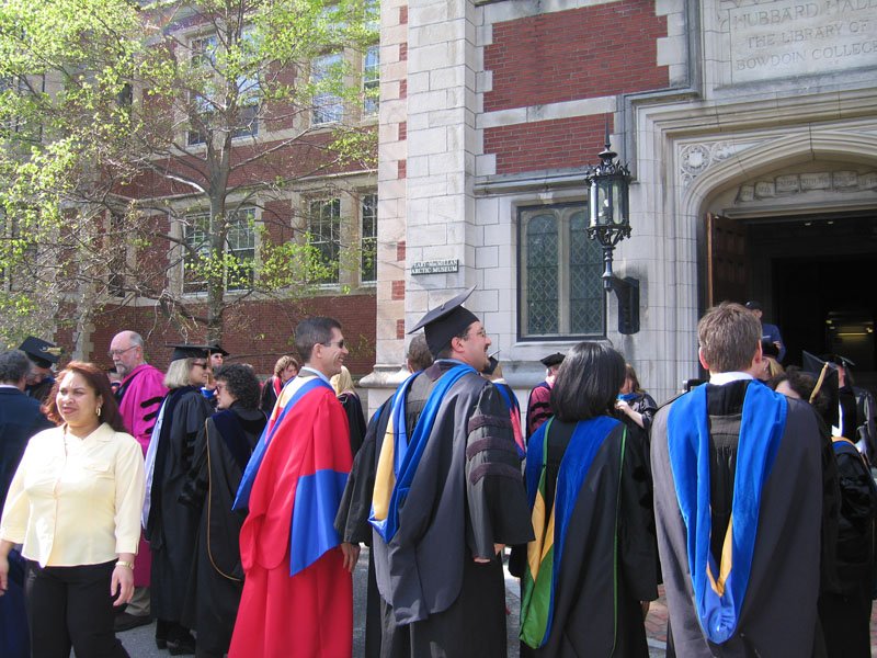 The professors getting ready to go on stage
