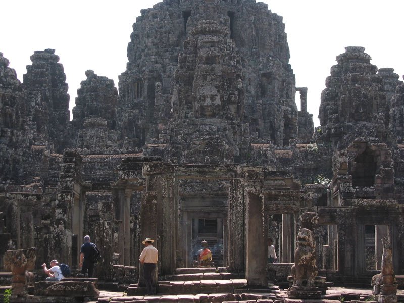 at the Bayon.  there are heads facing in every direction
