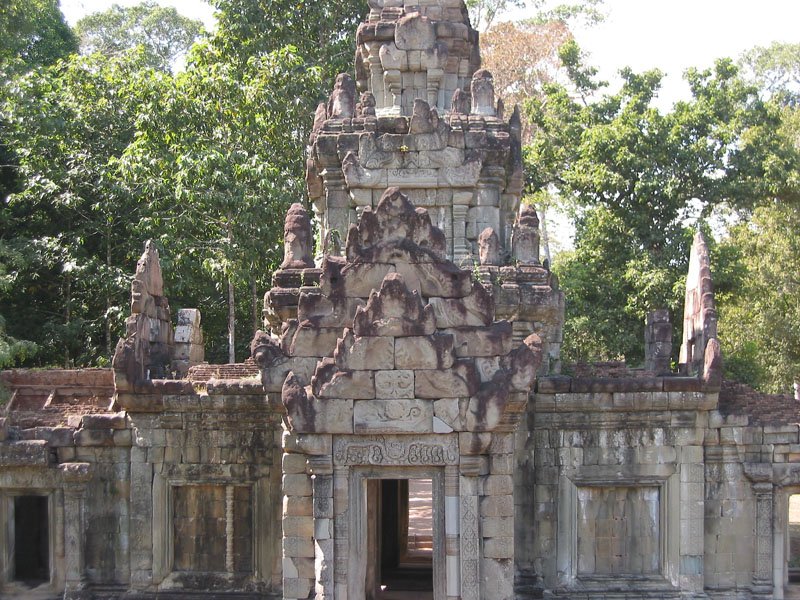the center portion of this building is in the form of serpent heads (nagas)

