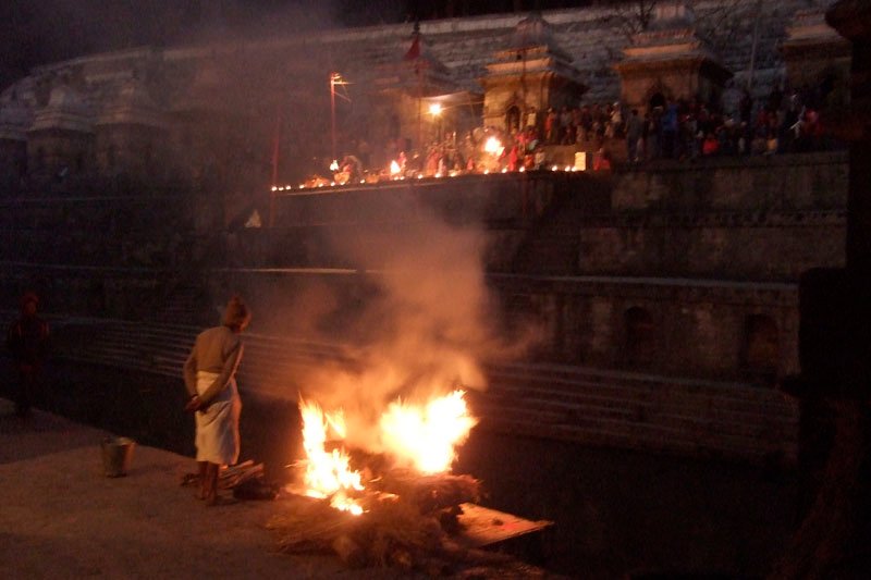 Cremation.  i'd never been this close to a human body being burnt. it was so ordinary and surreal at the same time
