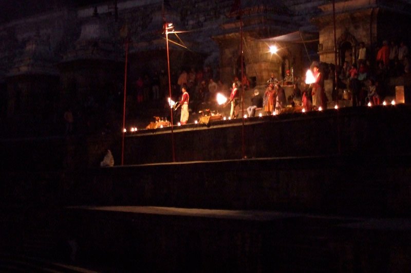 some religious performance was going on - devotional songs and music, sadhus hanging out, and some frenzied frenetic dancing
